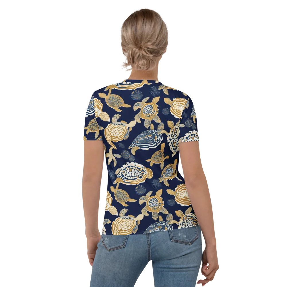 Navy Tidal Garden on Women's Crew Neck T-Shirt — Back