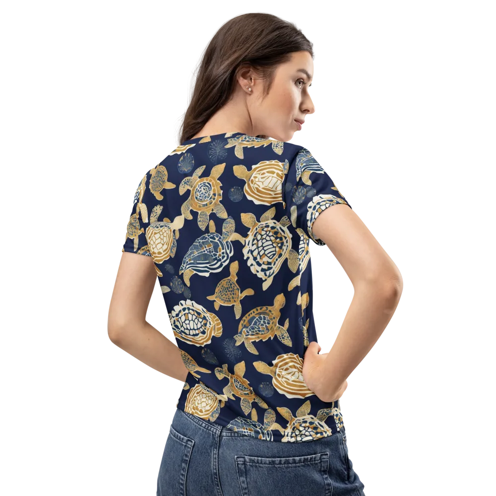 Navy Tidal Garden on Women's Crew Neck T-Shirt — Back