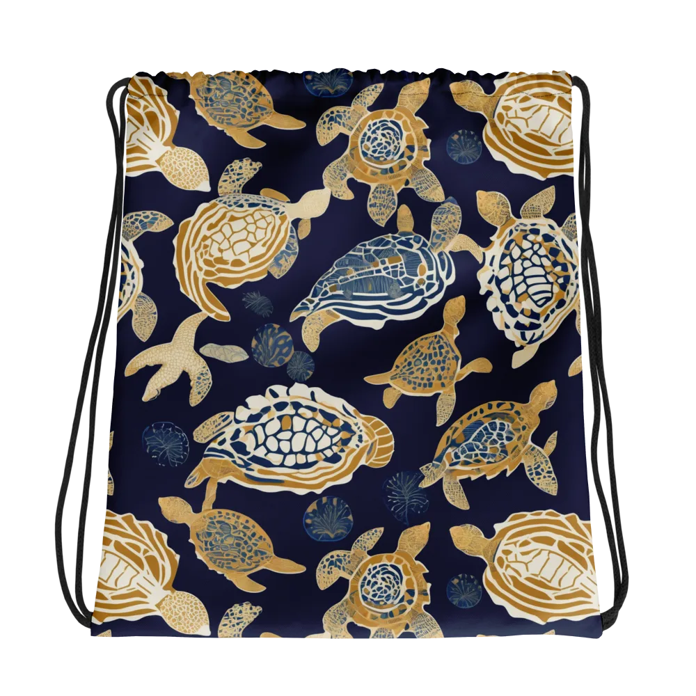 Navy Tidal Garden on Drawstring Bag — Photo
