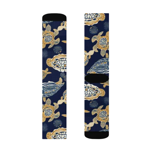 Navy Tidal Garden on a Socks