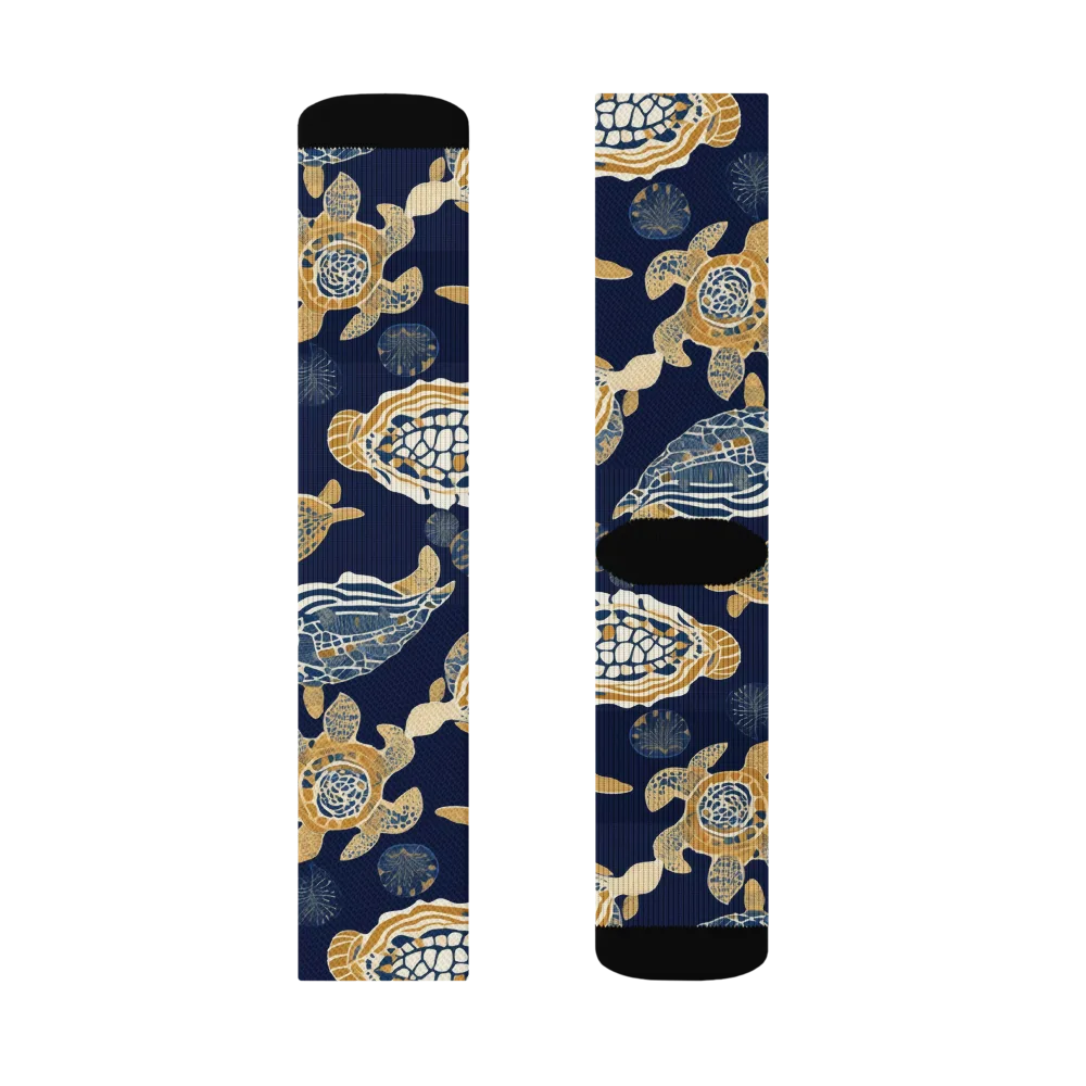Navy Tidal Garden on Socks — Right Sock