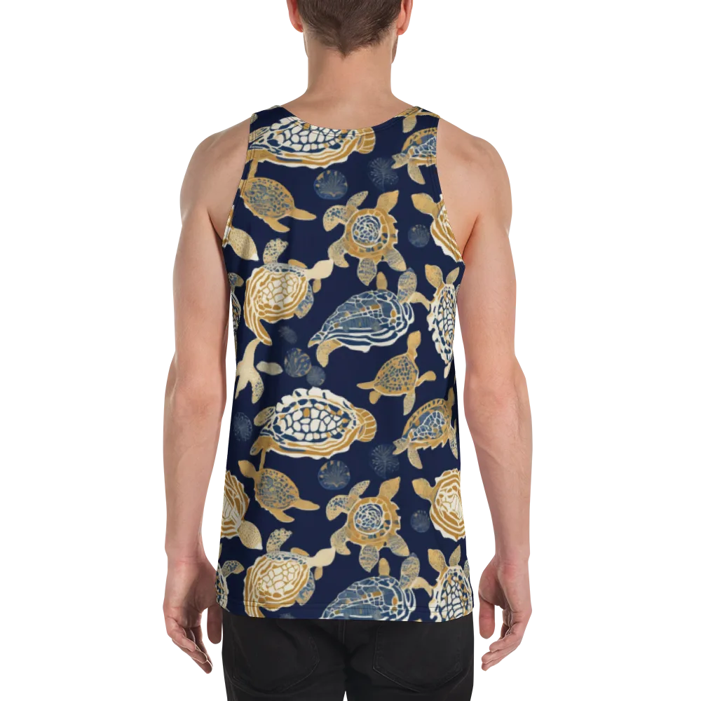 Navy Tidal Garden on Men's Tank Top — Back