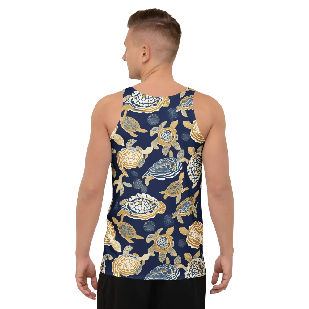 Navy Tidal Garden on Men's Tank Top — Back