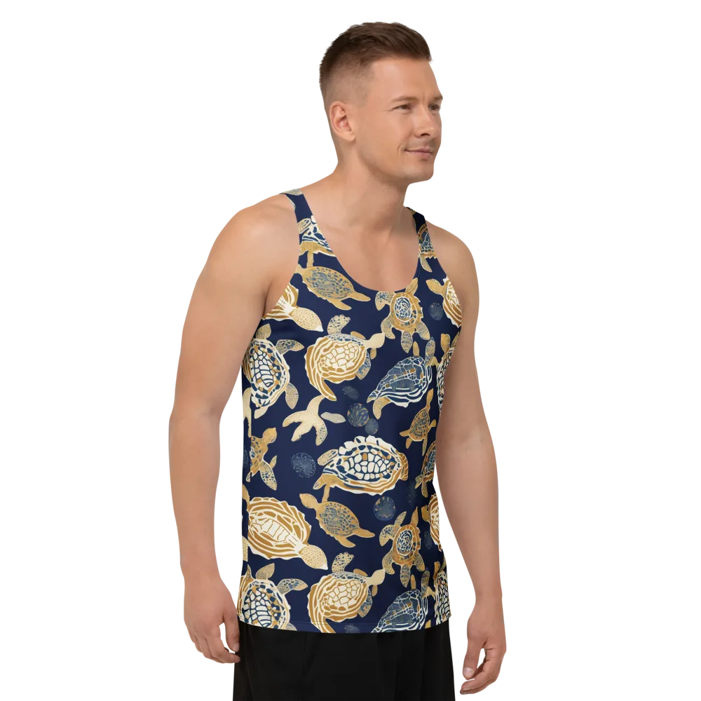 Navy Tidal Garden on Men's Tank Top — Right Front