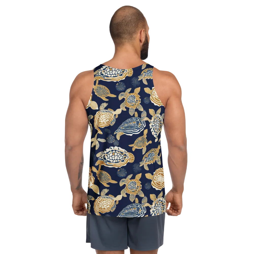 Navy Tidal Garden on Men's Tank Top — Back