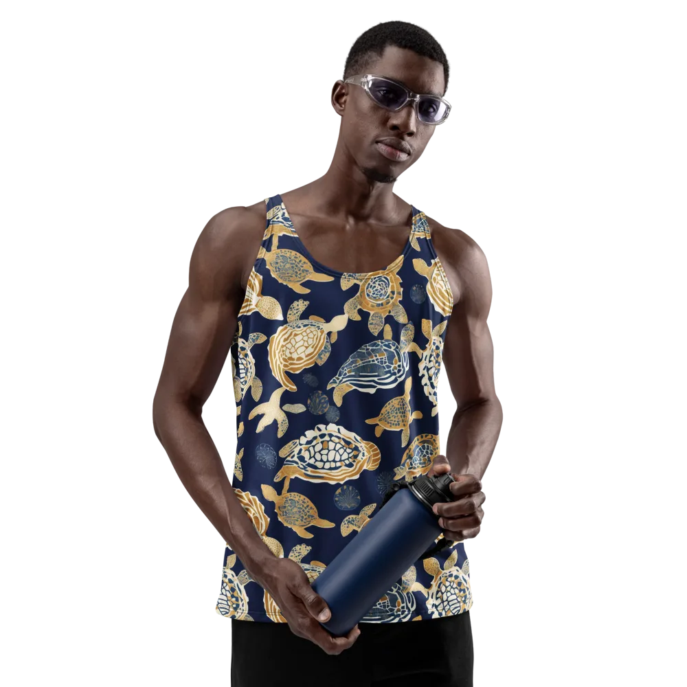 Navy Tidal Garden on Men's Tank Top — Front