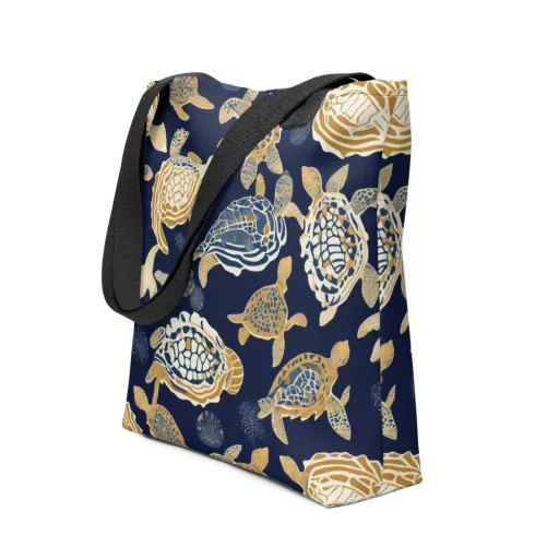 Navy Tidal Garden on a Tote Bag