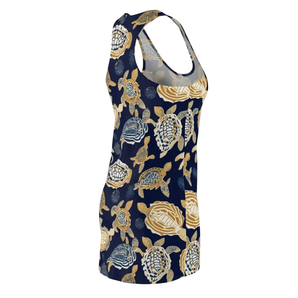 Navy Tidal Garden on Racerback Dress — Back Side