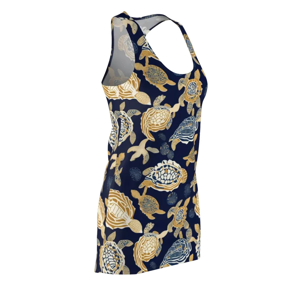 Navy Tidal Garden on Racerback Dress — Front Side
