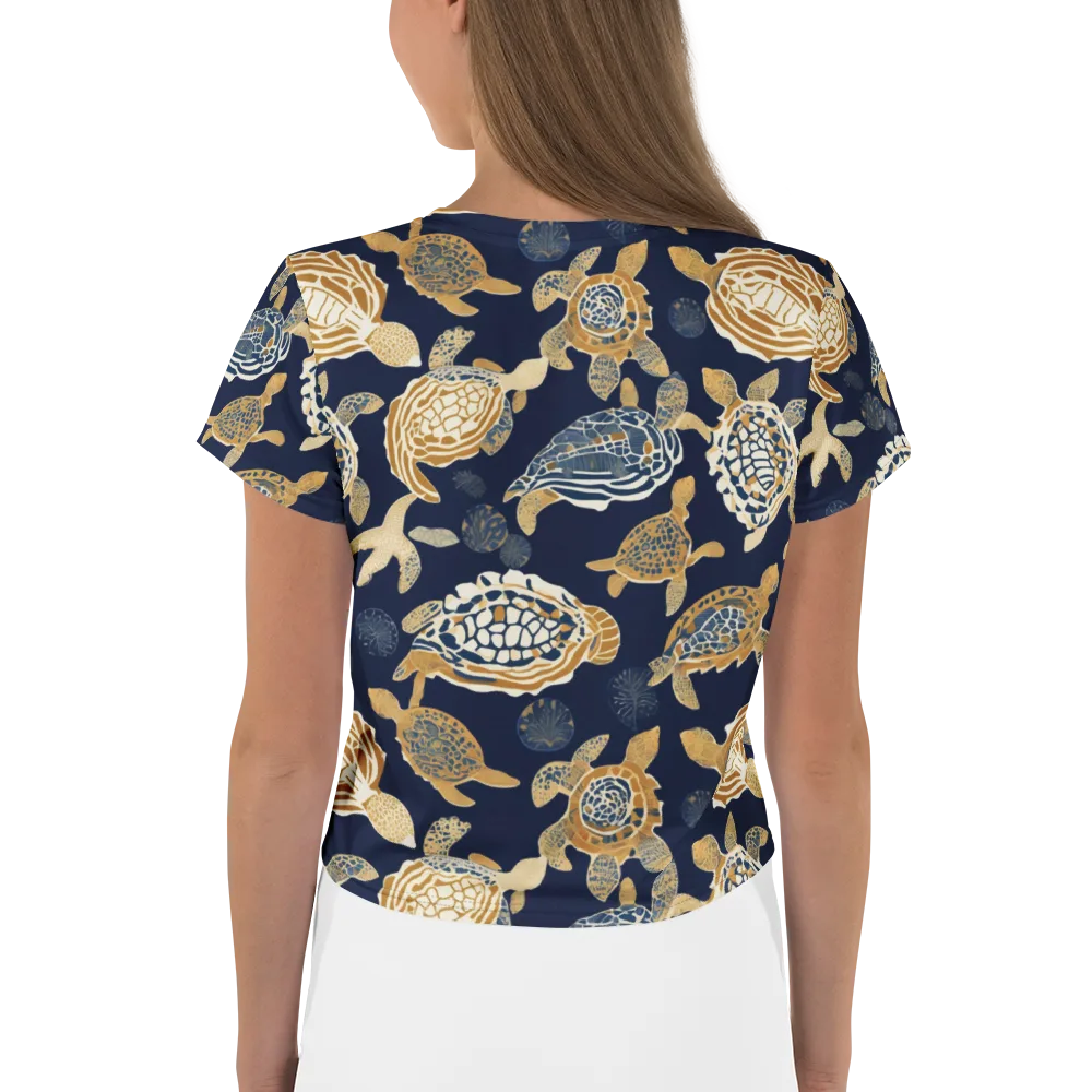 Navy Tidal Garden on Crop Tee — Back