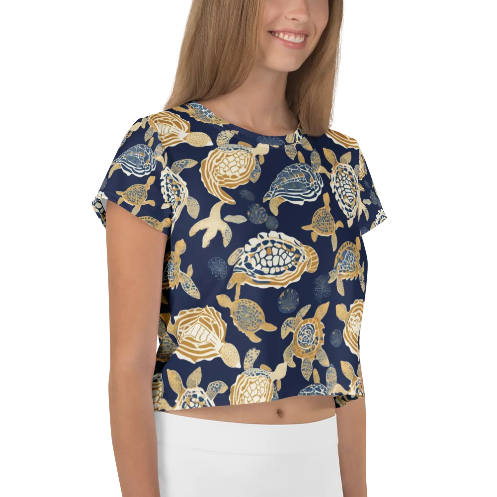 Navy Tidal Garden on Crop Tee — Right