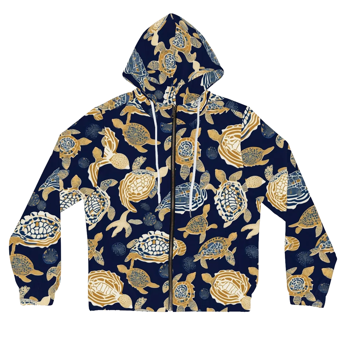 Navy Tidal Garden on Women's Full-Zip Hoodie — Front