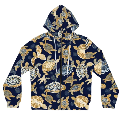 Navy Tidal Garden on a Women's Full-Zip Hoodie