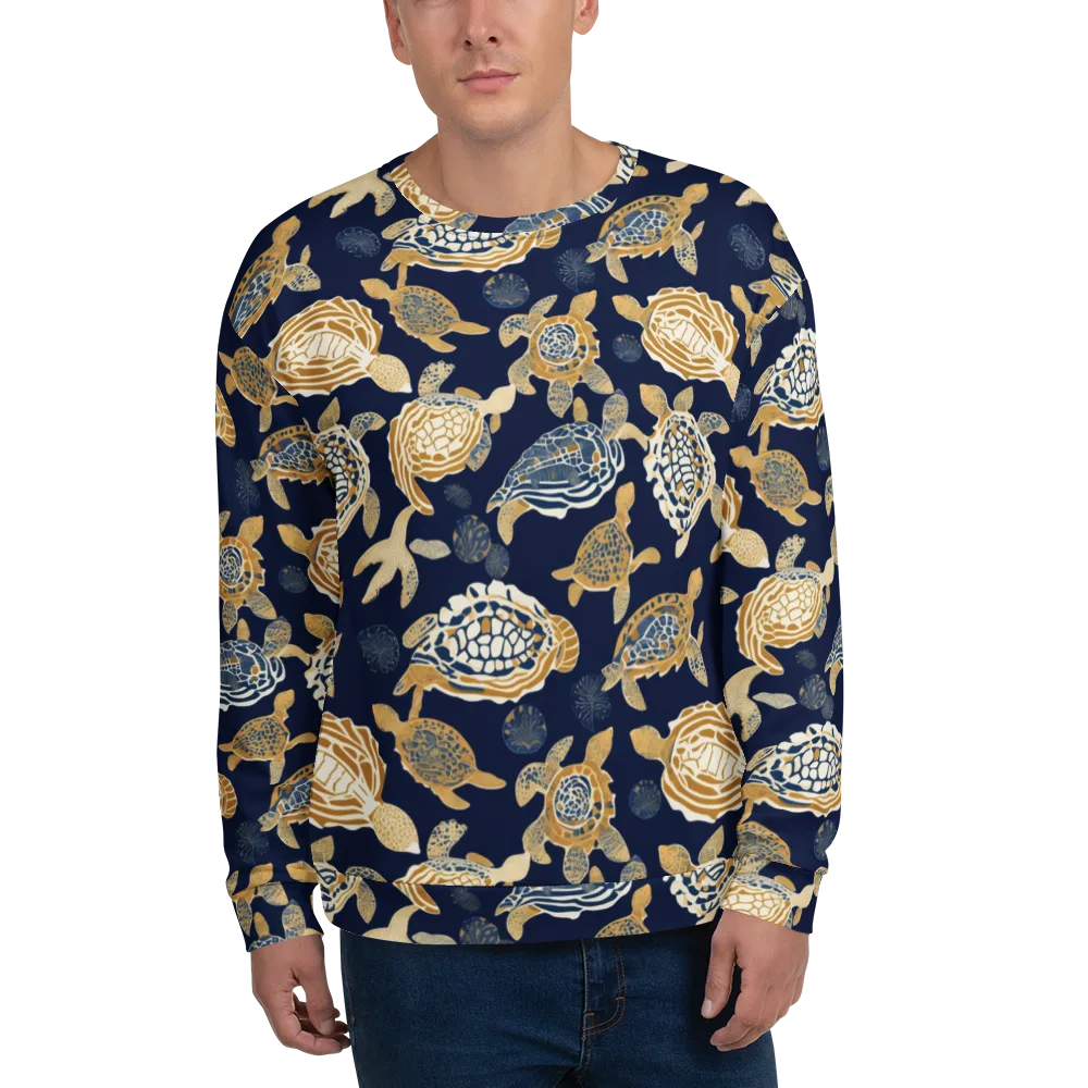 Navy Tidal Garden on Sweatshirt — Front