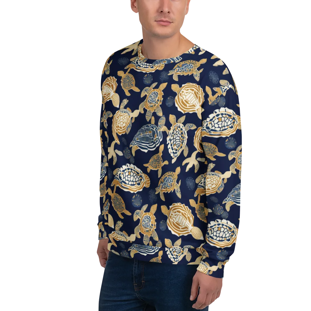 Navy Tidal Garden on Sweatshirt — Left Front