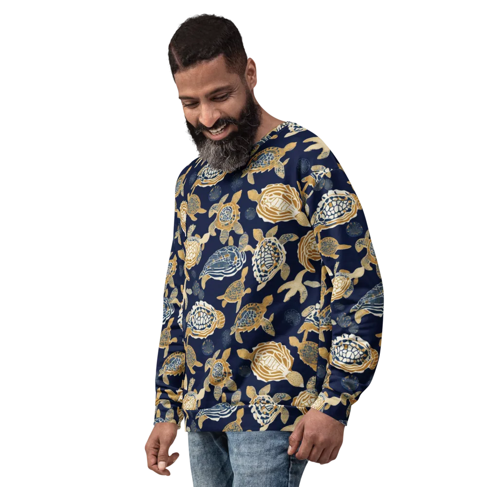 Navy Tidal Garden on Sweatshirt — Left Front