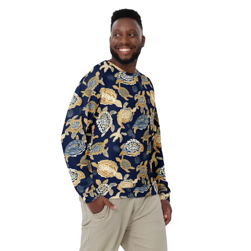 Navy Tidal Garden on Sweatshirt — Front