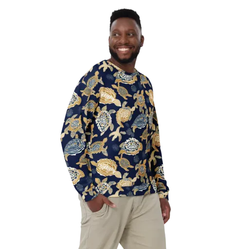 Navy Tidal Garden on a Sweatshirt
