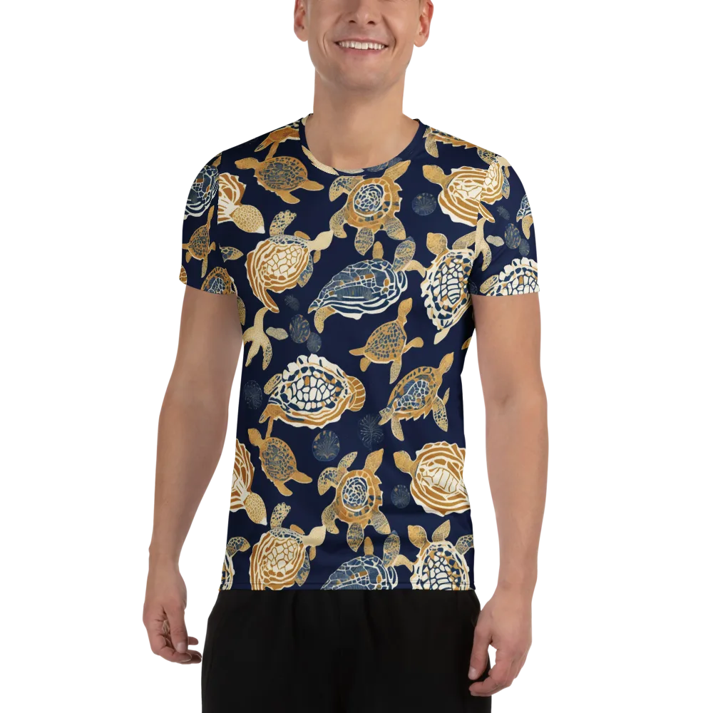 Navy Tidal Garden on Men's Athletic T-Shirt — Front