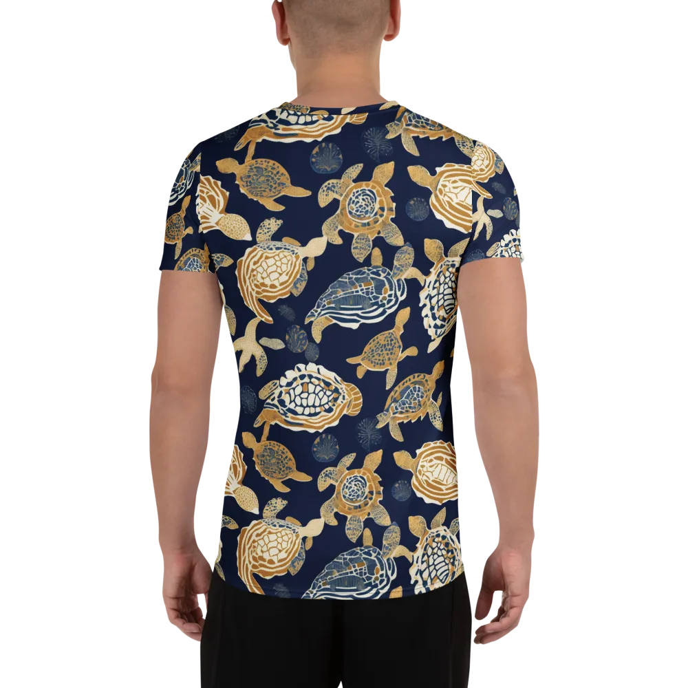 Navy Tidal Garden on Men's Athletic T-Shirt — Back
