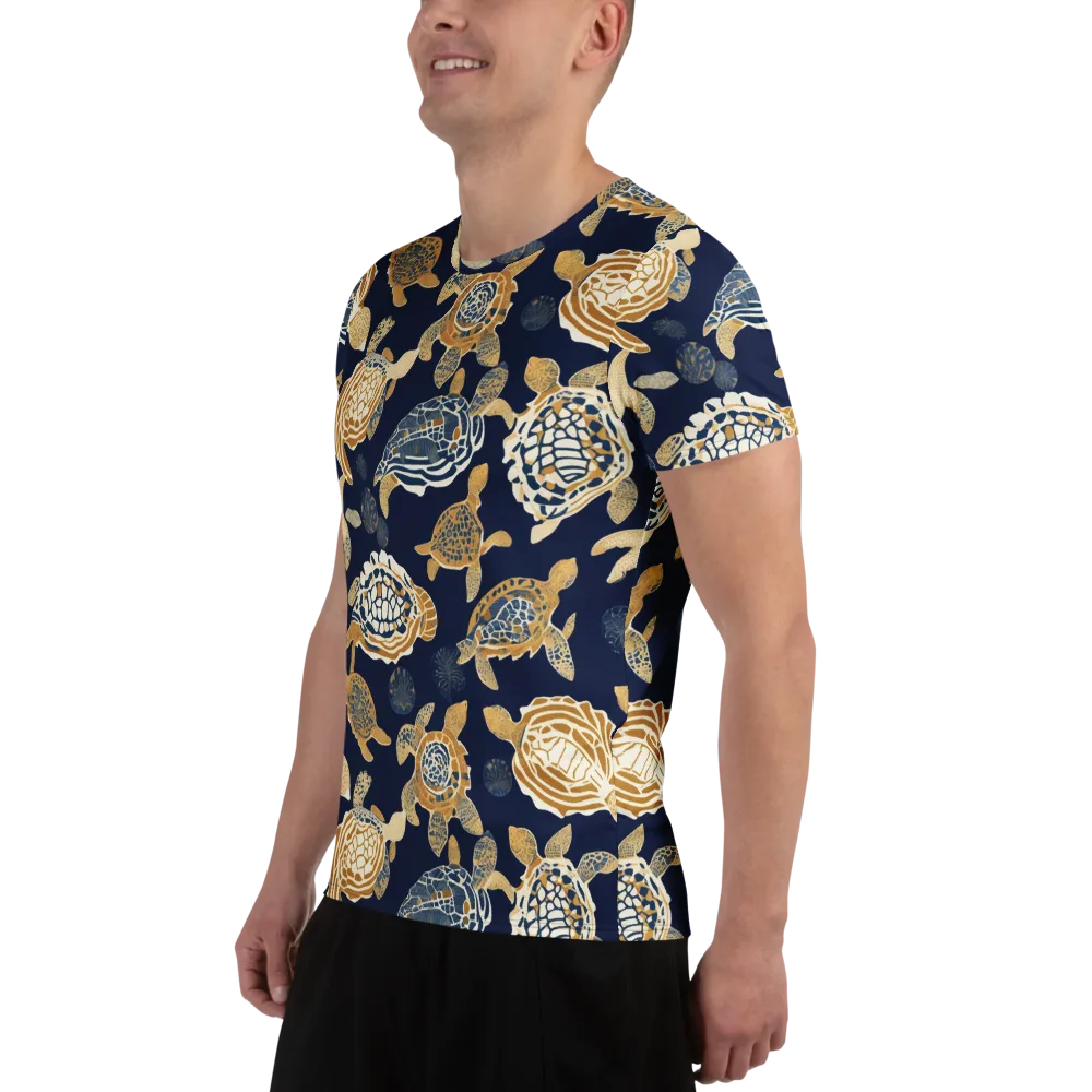 Navy Tidal Garden on Men's Athletic T-Shirt — Left