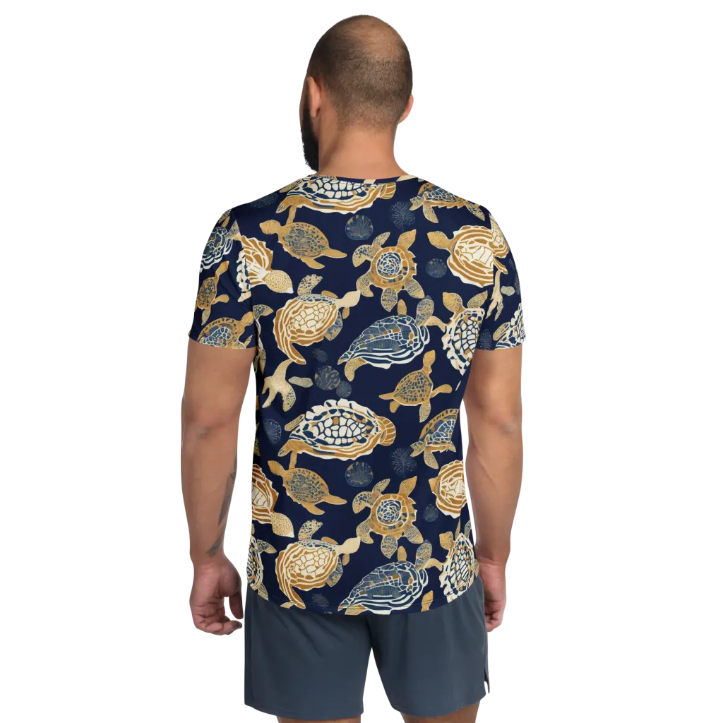 Navy Tidal Garden on Men's Athletic T-Shirt — Back