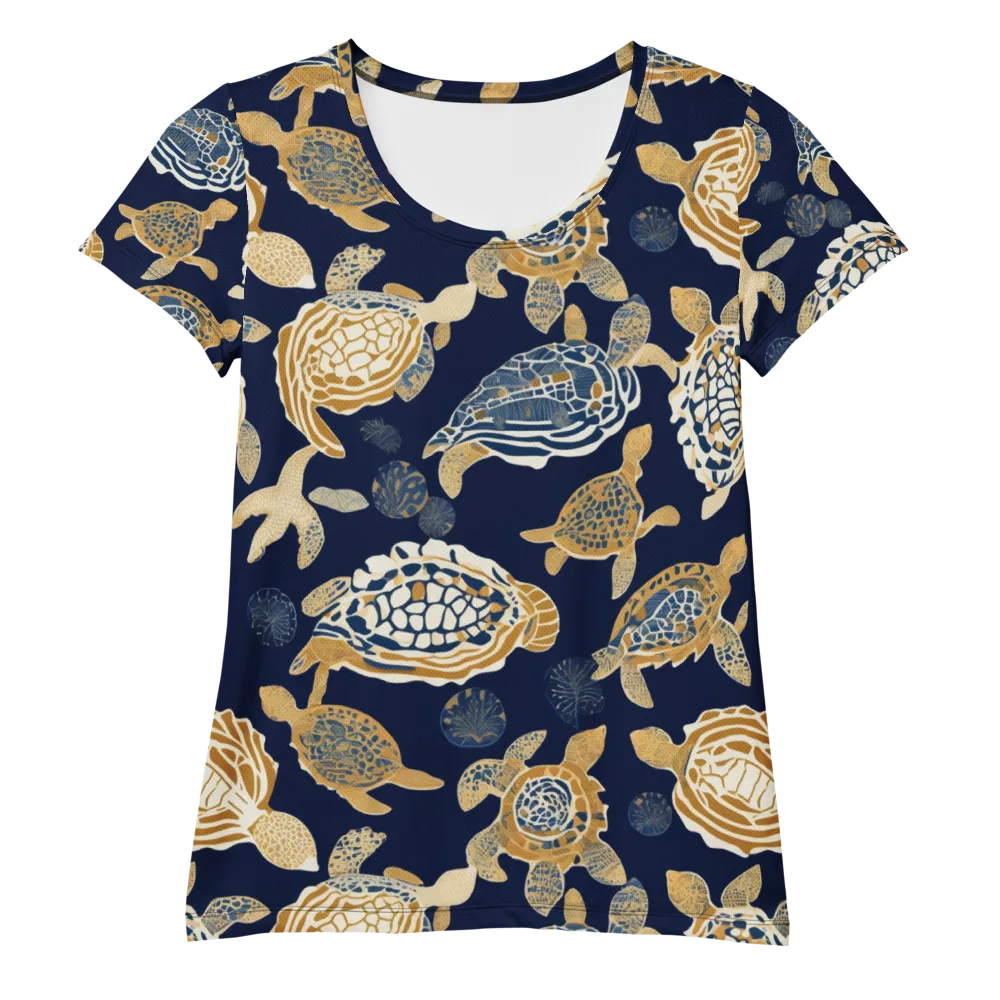 Navy Tidal Garden on Women's Athletic T-Shirt — Front