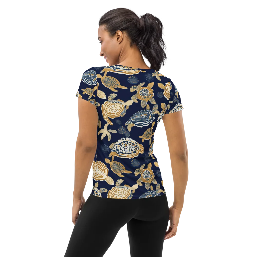 Navy Tidal Garden on Women's Athletic T-Shirt — Back