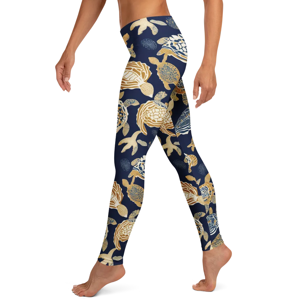Navy Tidal Garden on Leggings — Left