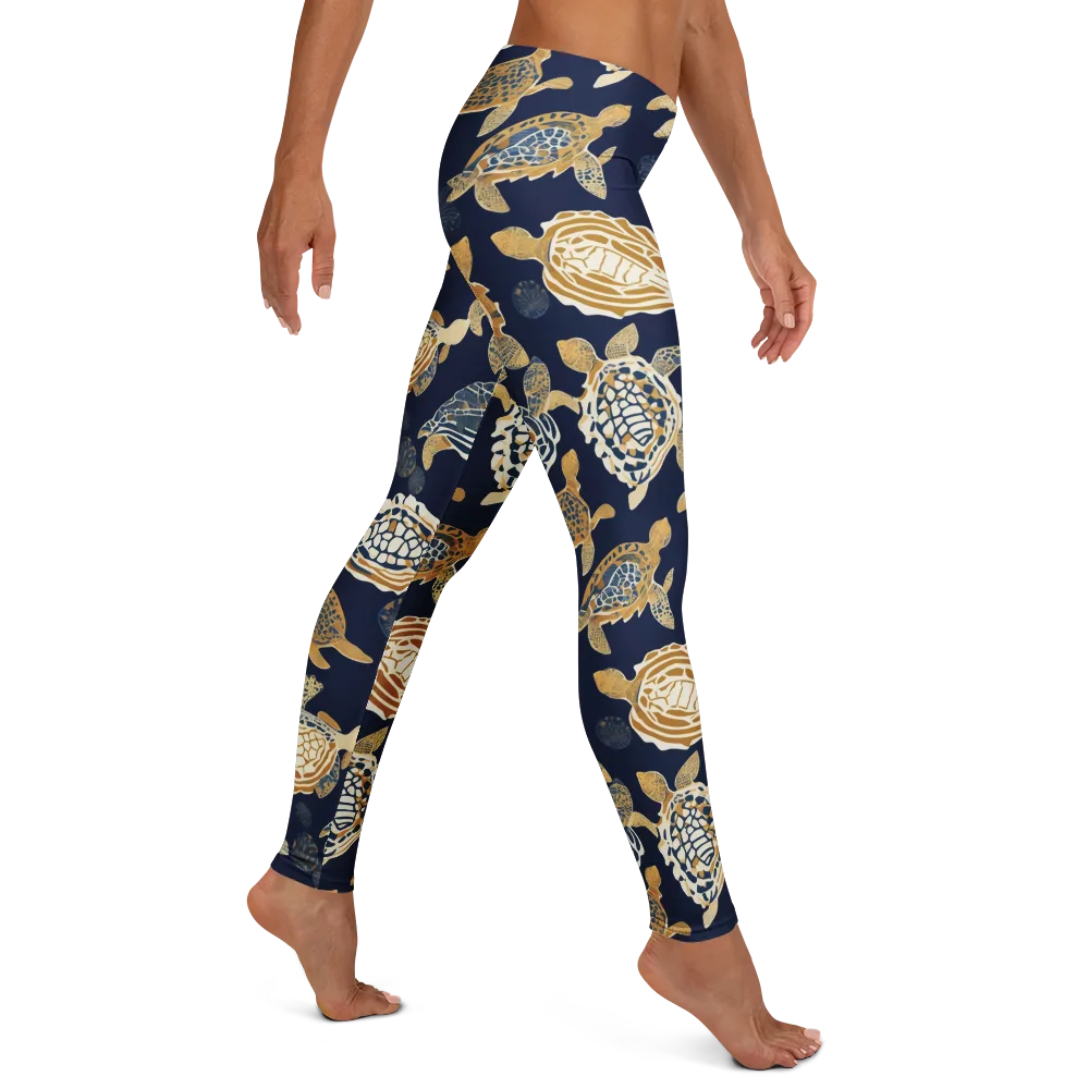 Navy Tidal Garden on Leggings — Right