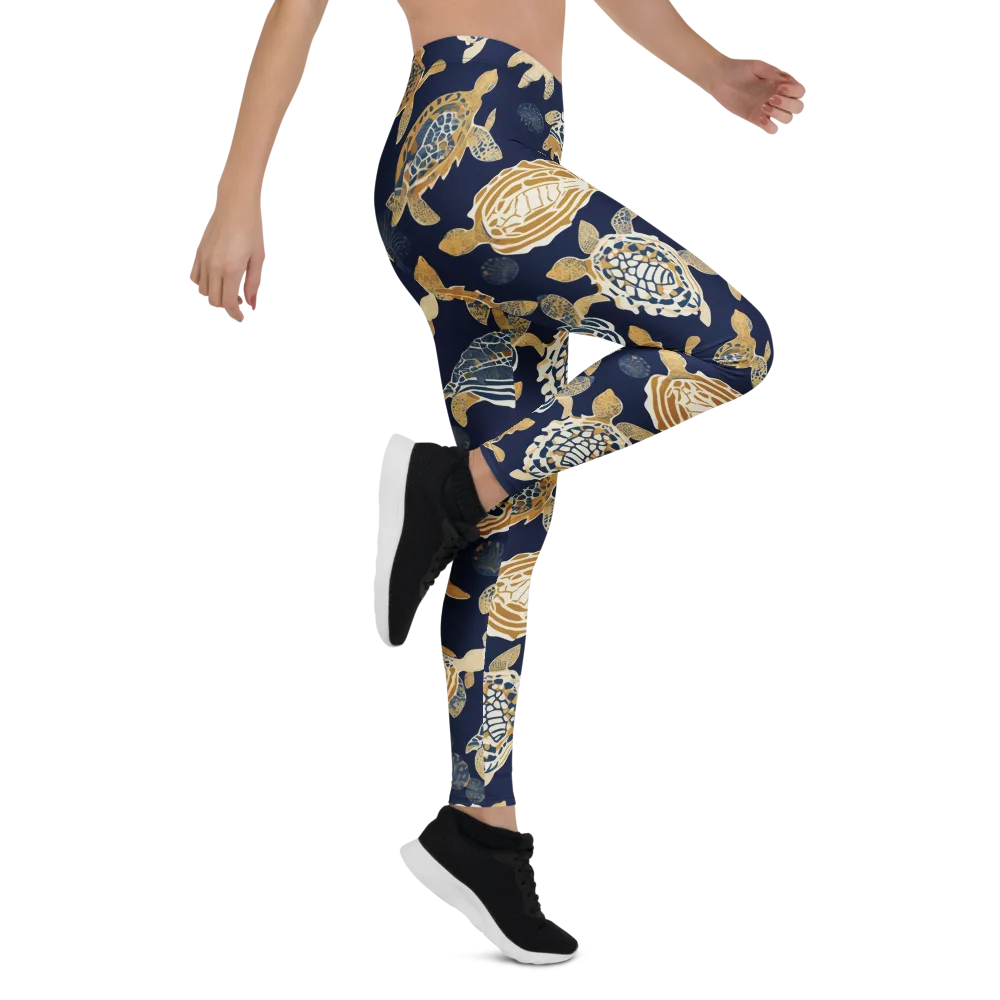 Navy Tidal Garden on Leggings — Right