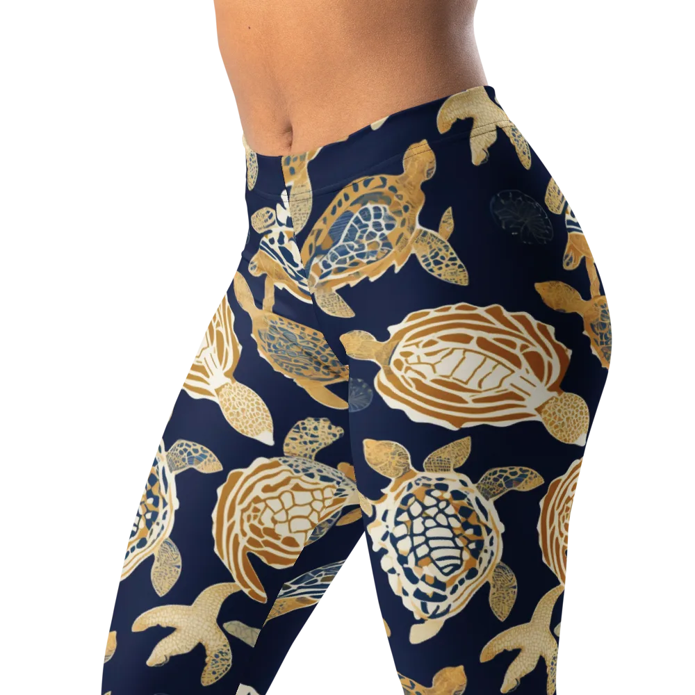 Navy Tidal Garden on Leggings — Left Front