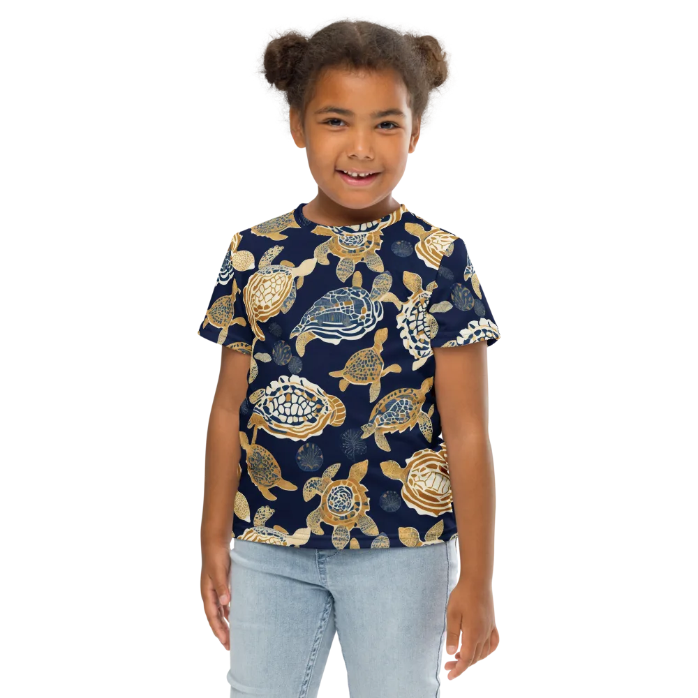 Navy Tidal Garden on Kids Crew Neck T-Shirt — Front