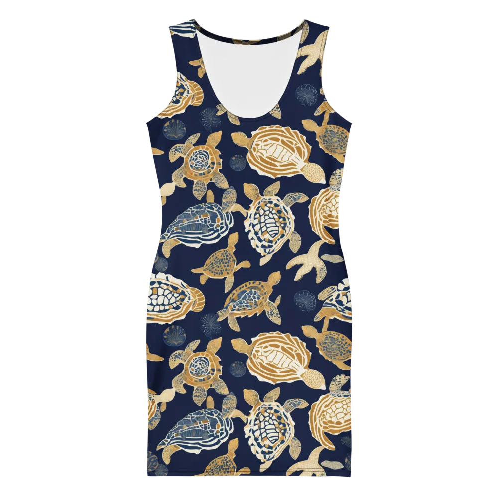 Navy Tidal Garden on Bodycon Dress — Front