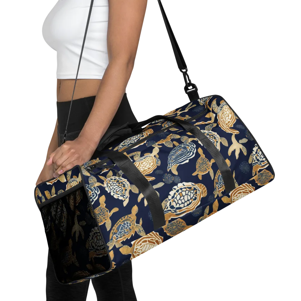 Navy Tidal Garden on Duffle Bag — Front
