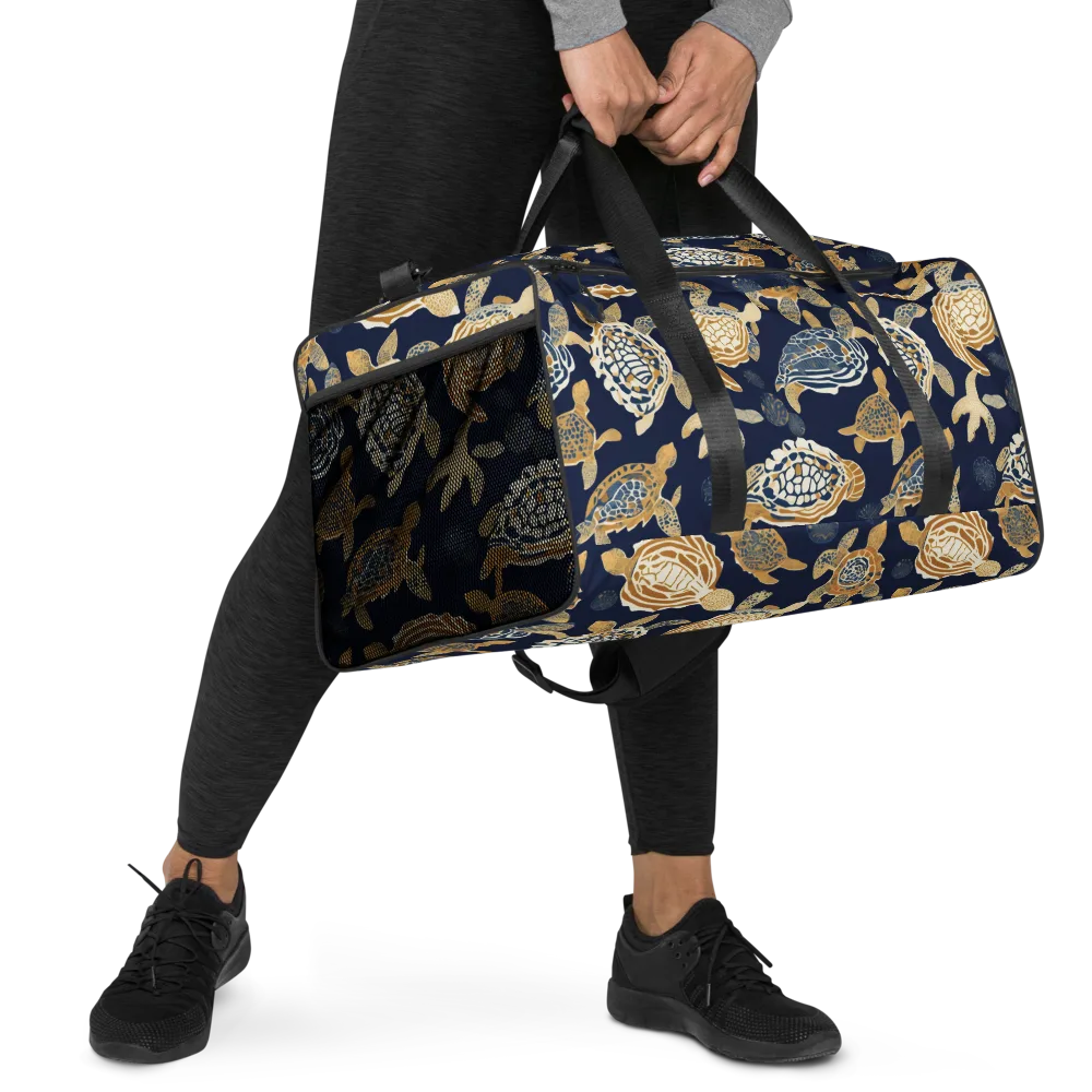 Navy Tidal Garden on Duffle Bag — Right Front