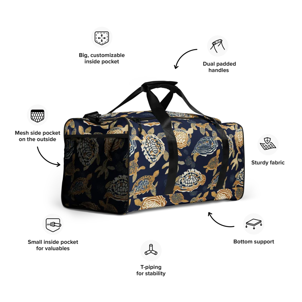 Navy Tidal Garden on Duffle Bag — Right Front