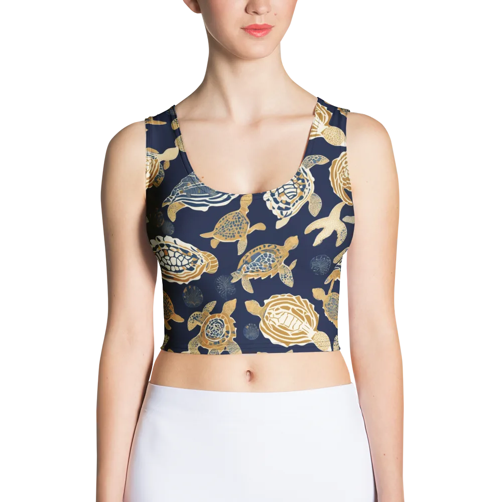 Navy Tidal Garden on Crop Top — Front