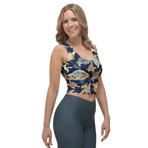 Navy Tidal Garden on a Crop Top