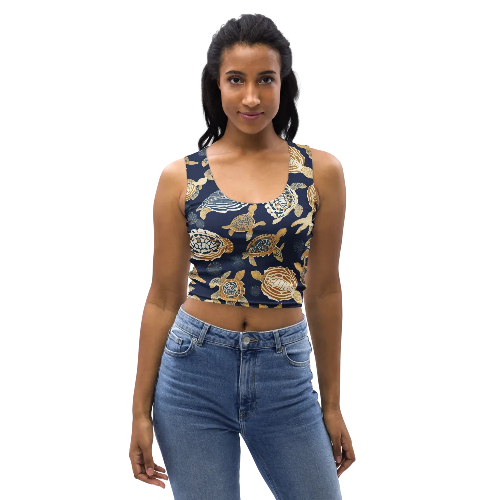Navy Tidal Garden on Crop Top — Front