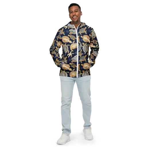 Navy Tidal Garden on a Men's Windbreaker