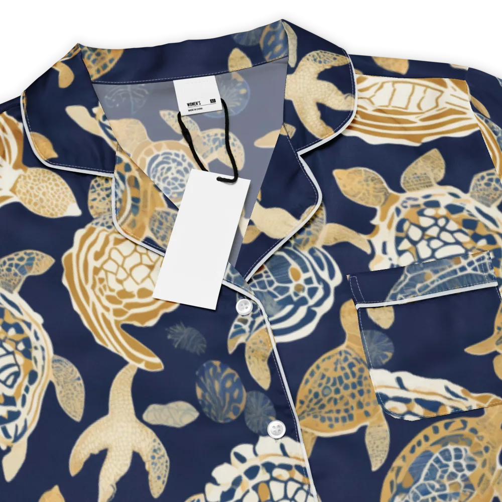 Navy Tidal Garden on Women's Short Sleeve Pajama Top — Product details