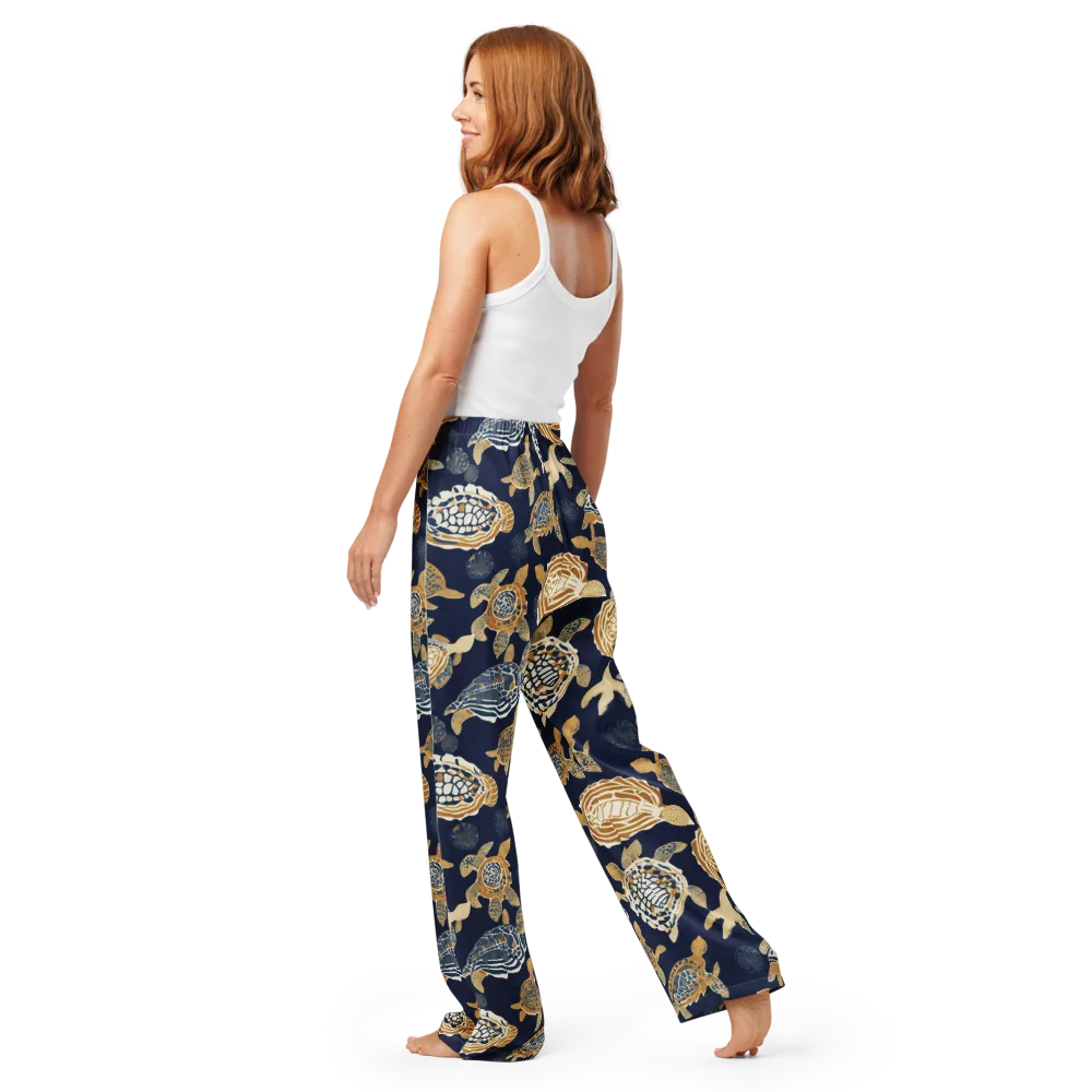 Navy Tidal Garden on Women's Pajama Pants — Back