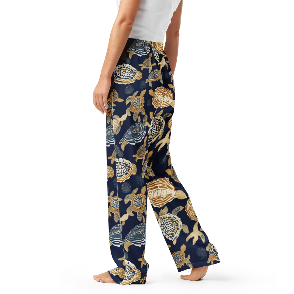 Navy Tidal Garden on Women's Pajama Pants — Left