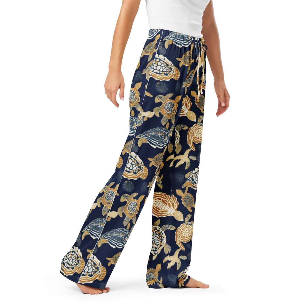 Navy Tidal Garden on Women's Pajama Pants — Right Front