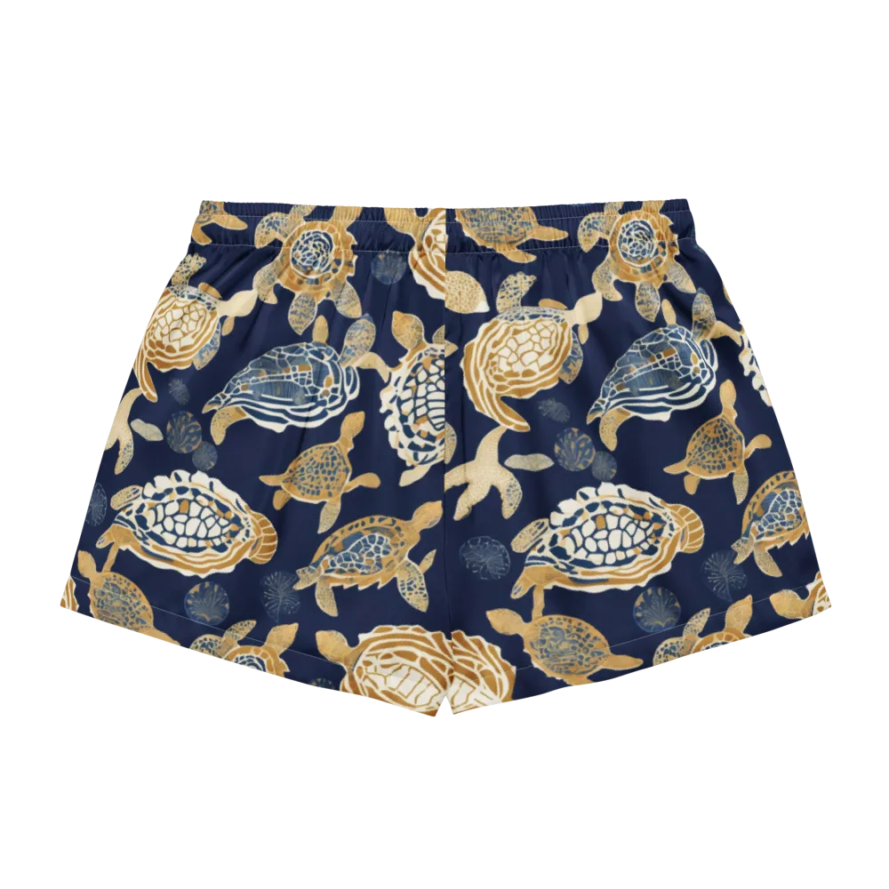 Navy Tidal Garden on Women's Pajama Shorts — Back