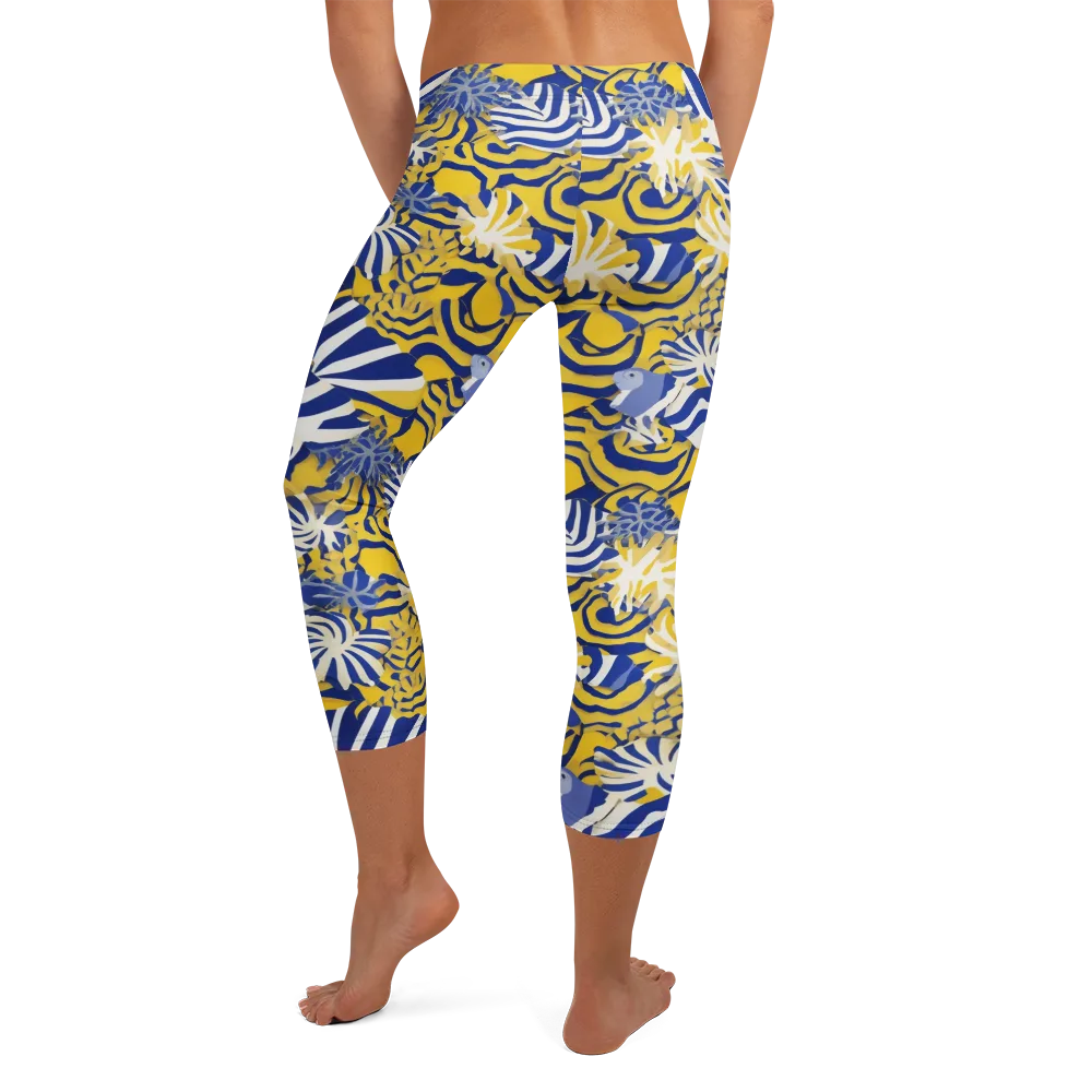 Bluebird Mirage on Capri Leggings — Back