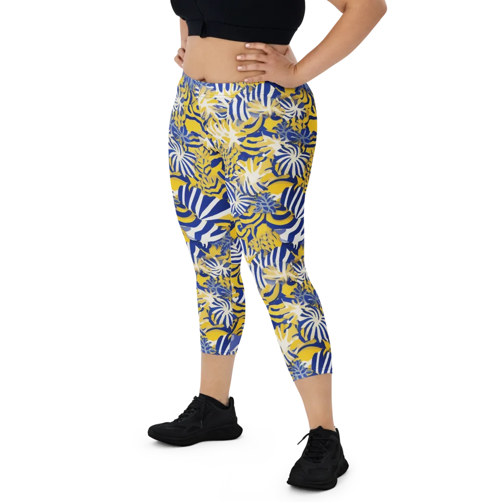Bluebird Mirage on Capri Leggings — Front