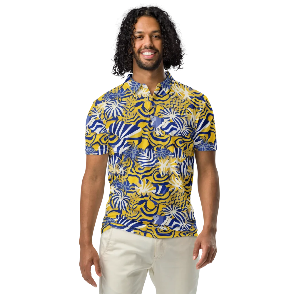 Bluebird Mirage on Men's Slim Fit Polo Shirt — Front