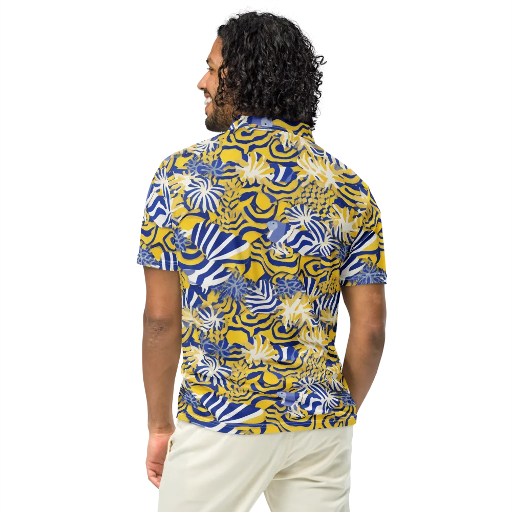 Bluebird Mirage on Men's Slim Fit Polo Shirt — Back
